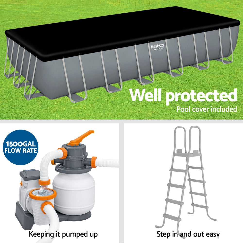 Bestway 732x366x132cm Steel Frame Above Ground Pool Grey