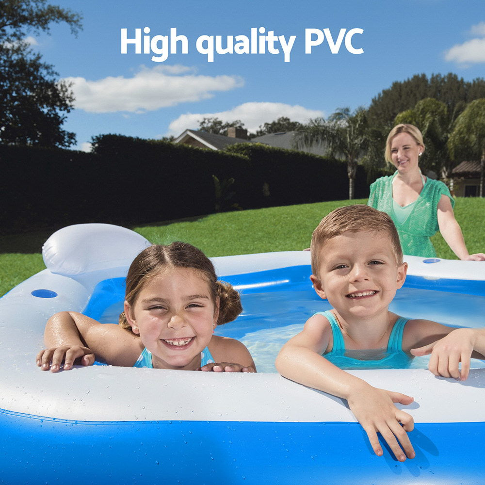 Bestway Kids Inflatable Pool 213x206cm Above Ground with Seats & Cup Holders