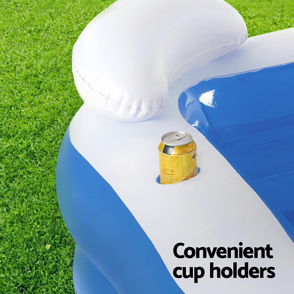 Bestway Kids Inflatable Pool 213x206cm Above Ground with Seats & Cup Holders
