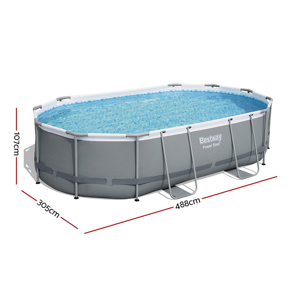 Bestway 488x305x107cm Steel Frame Swimming Pool Set Grey