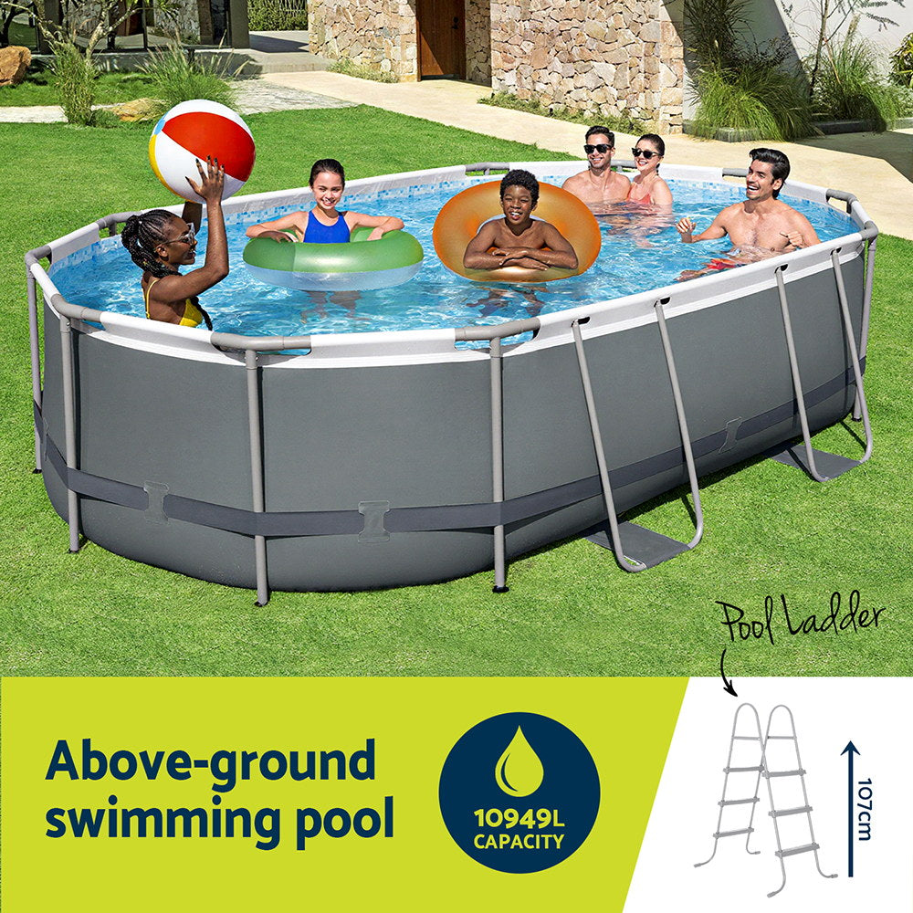 Bestway 488x305x107cm Steel Frame Swimming Pool Set Grey