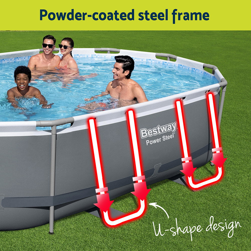 Bestway 488x305x107cm Steel Frame Swimming Pool Set Grey