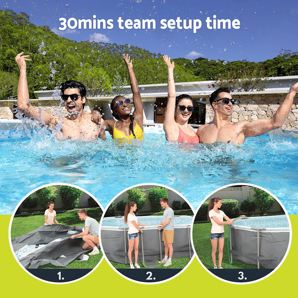 Bestway 488x305x107cm Steel Frame Swimming Pool Set Grey