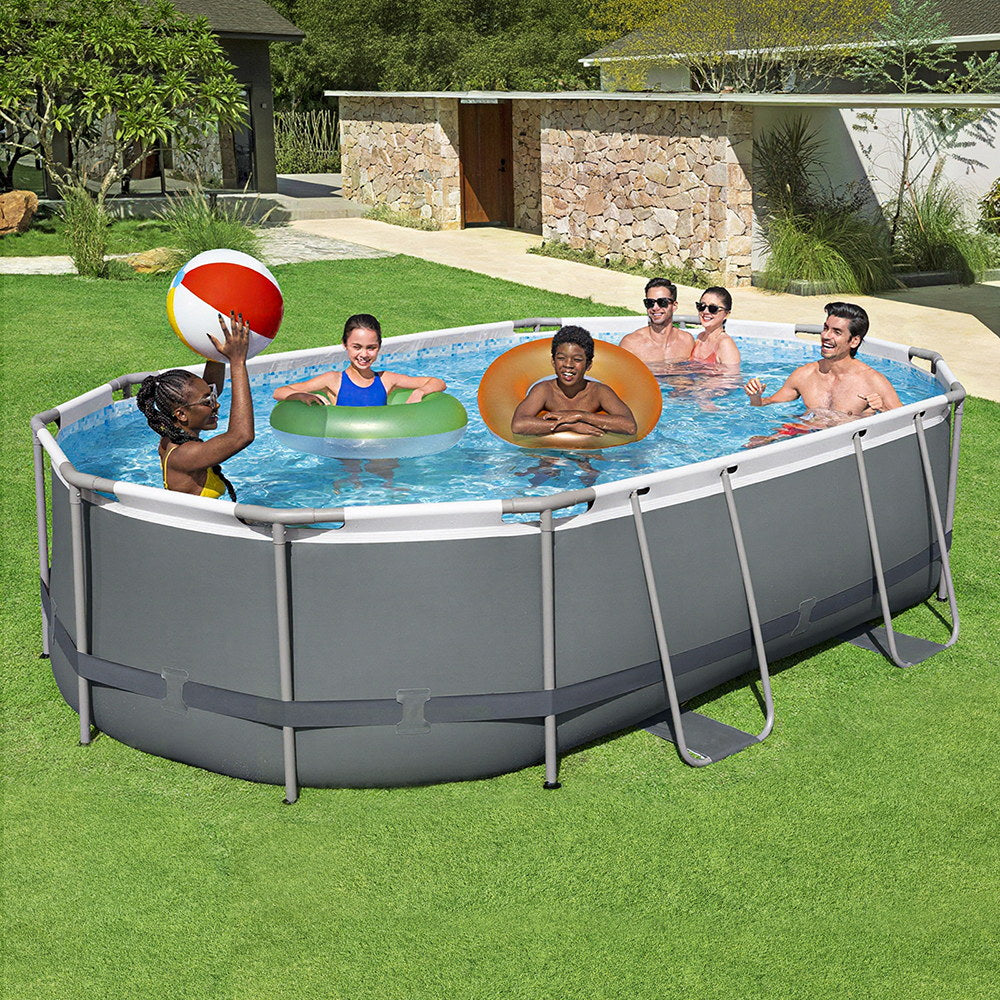 Bestway 488x305x107cm Steel Frame Swimming Pool Set Grey