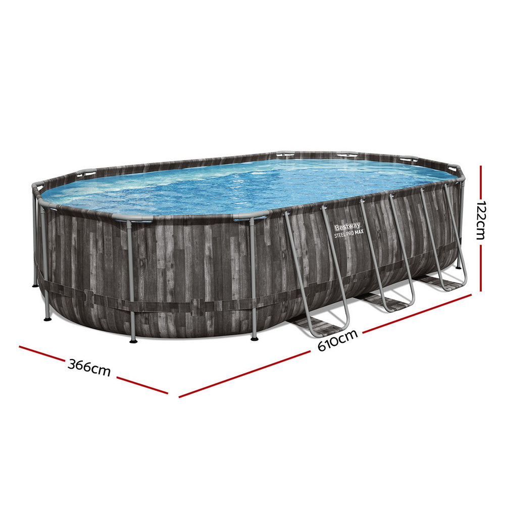 Steel Pro Max 6.1x3.66m Swimming Pool Set w/ Filter Pump Ladder Cover