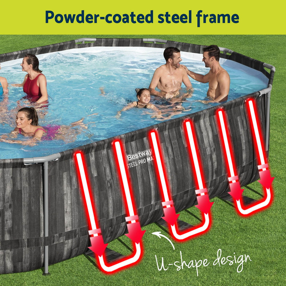Steel Pro Max 6.1x3.66m Swimming Pool Set w/ Filter Pump Ladder Cover