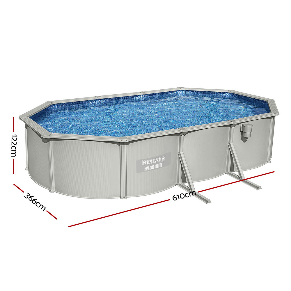 Hydrium 610x366cm Steel Frame Round Pool Set Grey