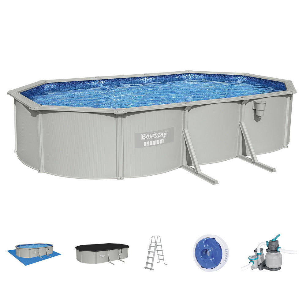 Hydrium 610x366cm Steel Frame Round Pool Set Grey