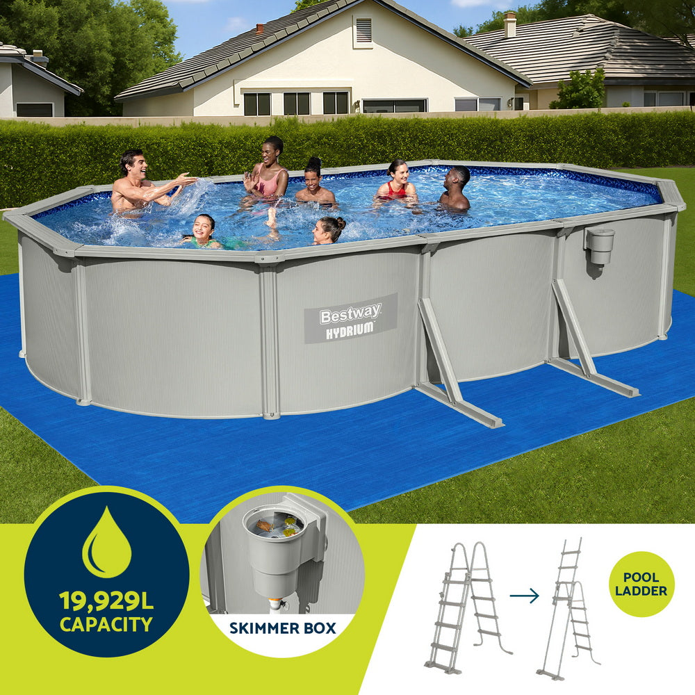 Hydrium 610x366cm Steel Frame Round Pool Set Grey