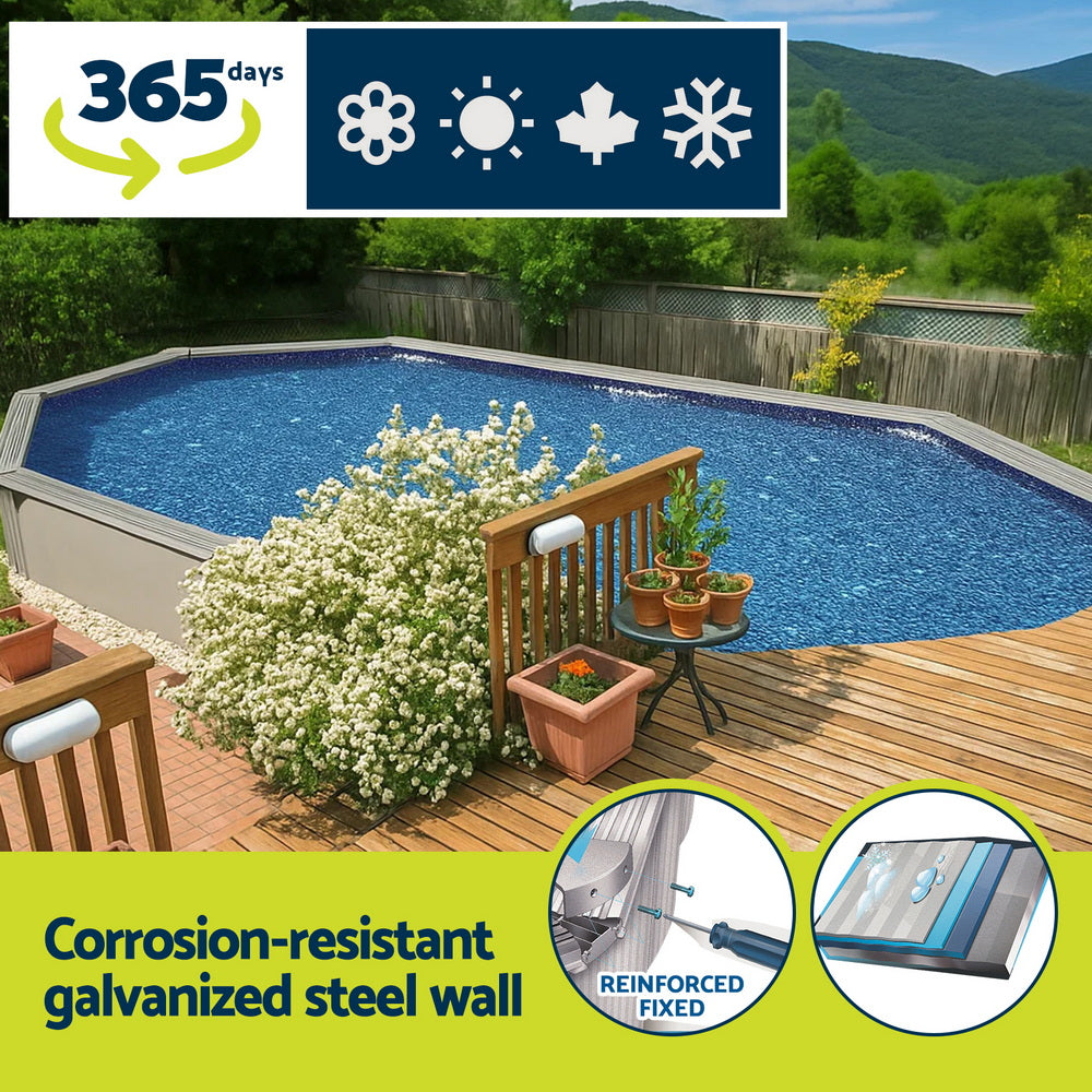 Hydrium 610x366cm Steel Frame Round Pool Set Grey
