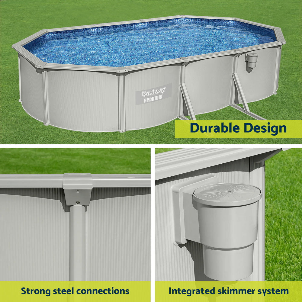 Hydrium 610x366cm Steel Frame Round Pool Set Grey
