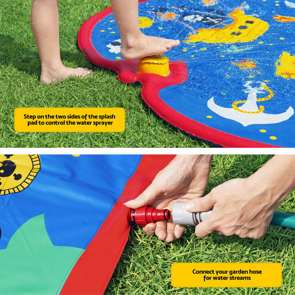 Bestway 170cm x 140cm Kids Pirate Splash Pad Pool Sprinkler Mat