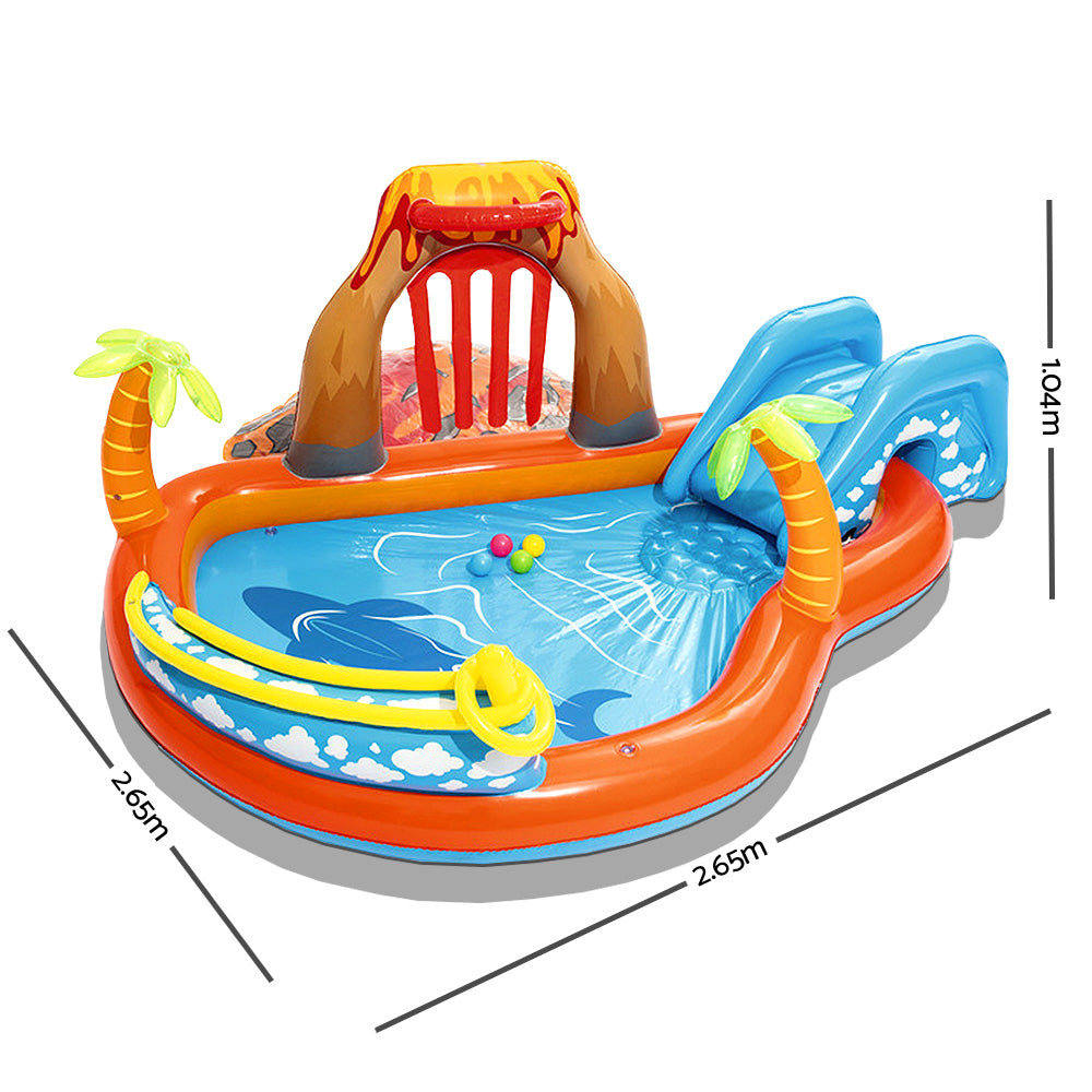 Lava Lagoon Kids Inflatable Pool Play Centre 265cm with Slide and Water Games