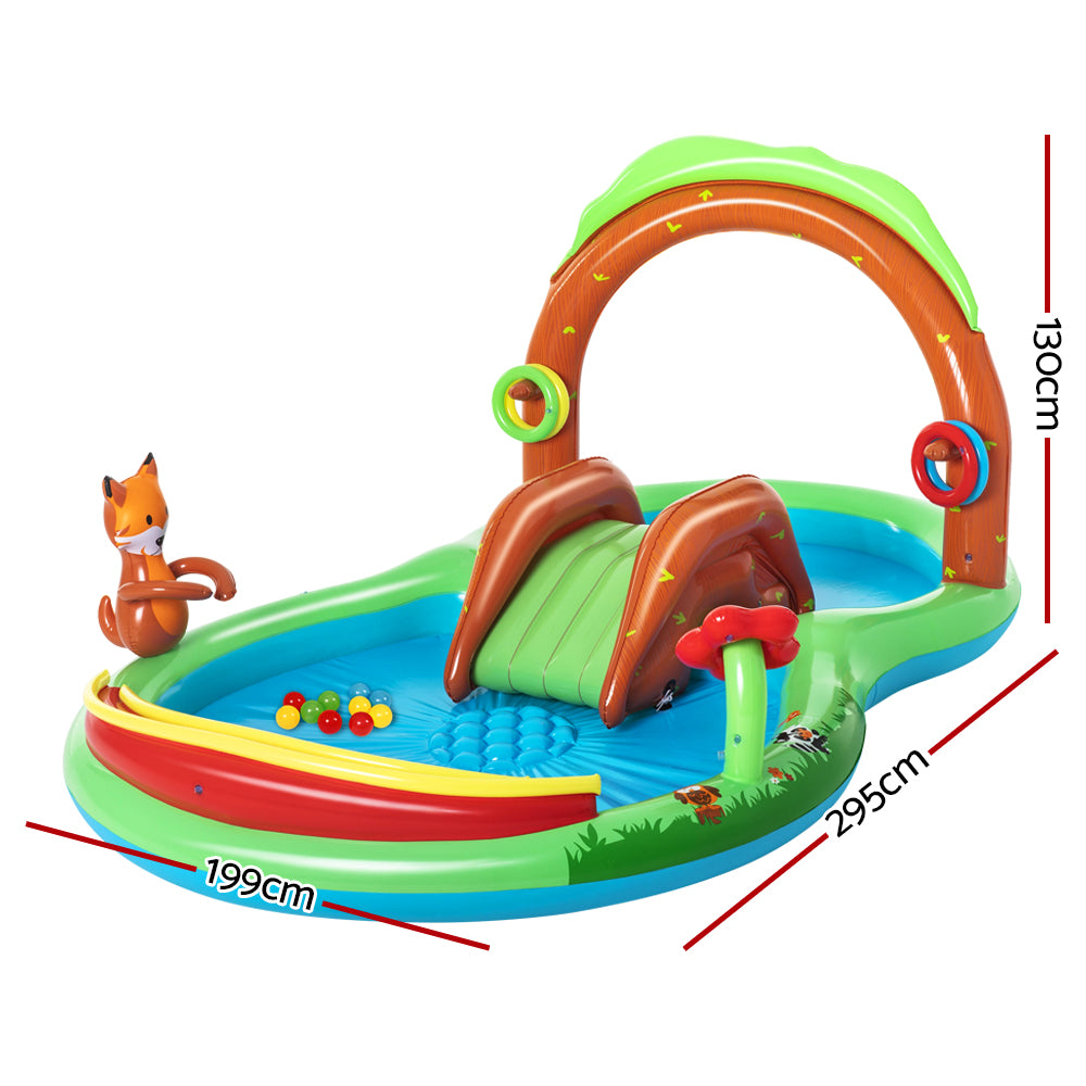 Friendly Woods Kids Inflatable Pool 295x199x130cm with Slide and Sprinkler