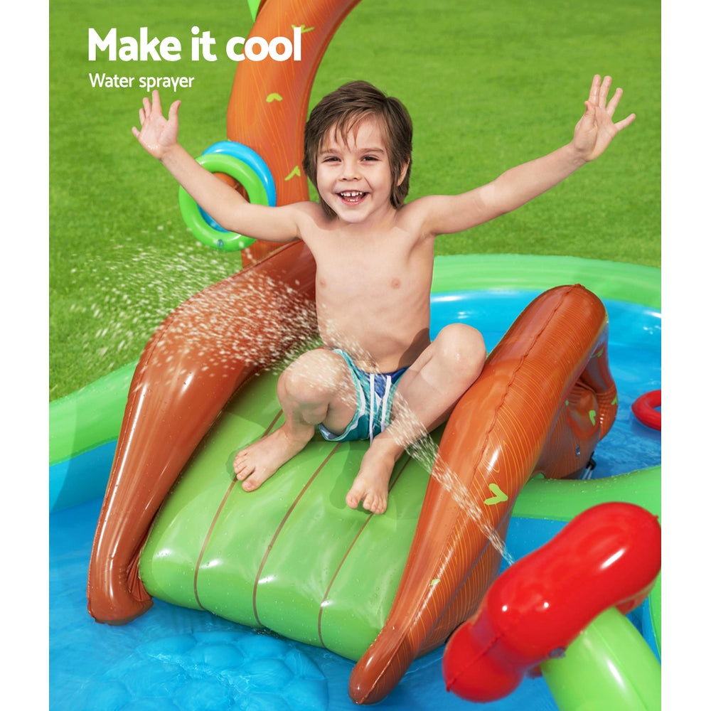Friendly Woods Kids Inflatable Pool 295x199x130cm with Slide and Sprinkler