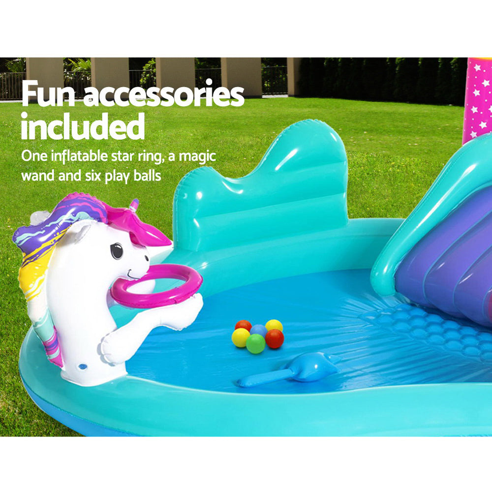 Unicorn Slide Inflatable Kids Pool 220L Water Play Set