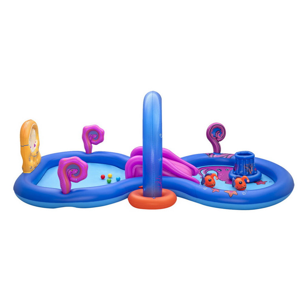 Fantastic Splash Kids Inflatable Pool with Slide & Ball Toss Coral Basket