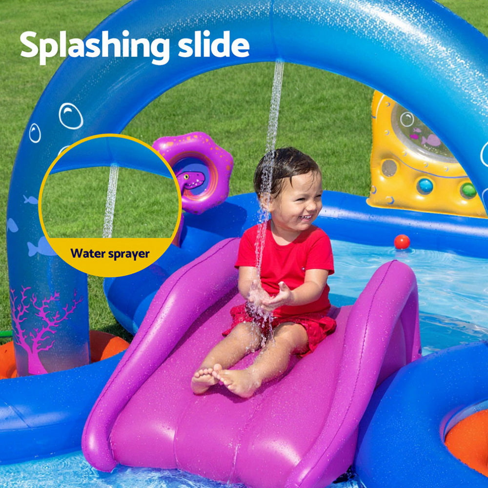 Fantastic Splash Kids Inflatable Pool with Slide & Ball Toss Coral Basket