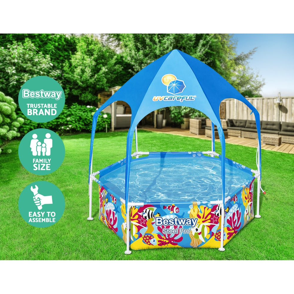 Steel Pro Kids Pool 183x51cm Play Pool Canopy Mist Head
