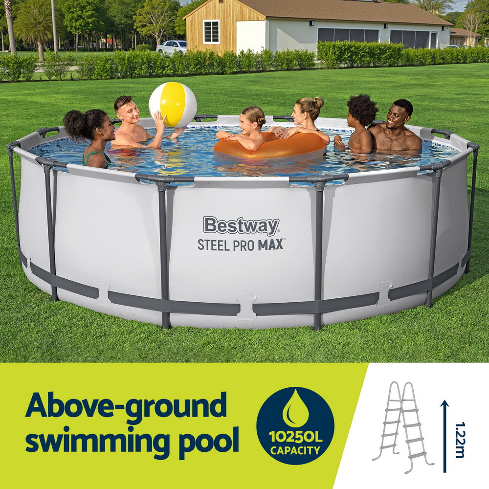 Steel Pro MAX 366cm Round Above Ground Pool with Filter Pump, Cover & Ladder