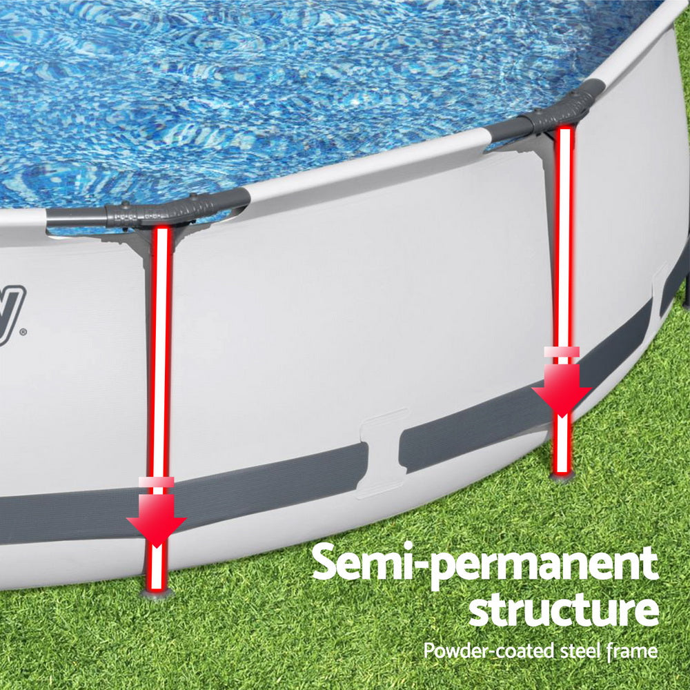 Steel Pro MAX 366cm Round Above Ground Pool with Filter Pump, Cover & Ladder