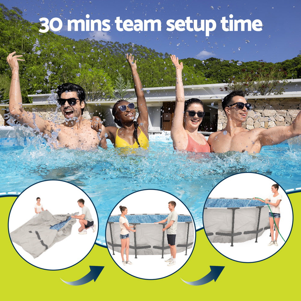 Steel Pro MAX 366cm Round Above Ground Pool with Filter Pump, Cover & Ladder