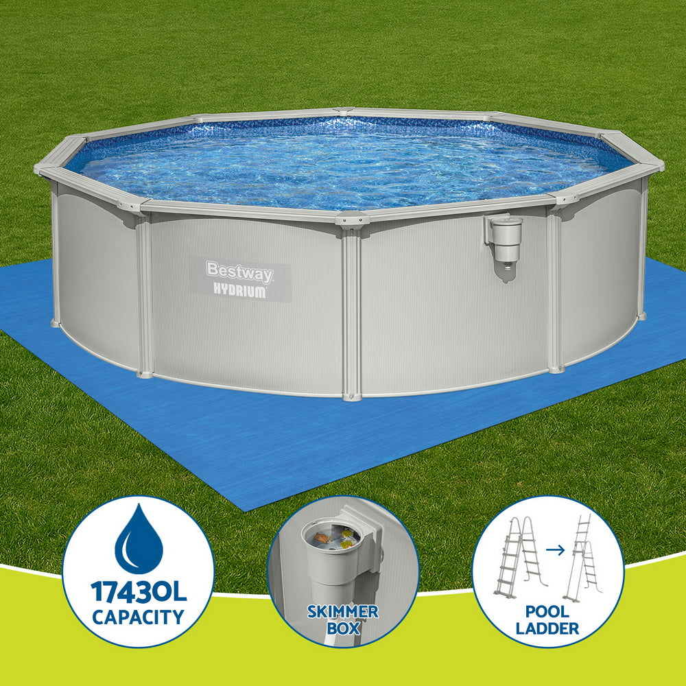 Hydrium 457cm Round Steel Frame Pool Set 17430L Grey