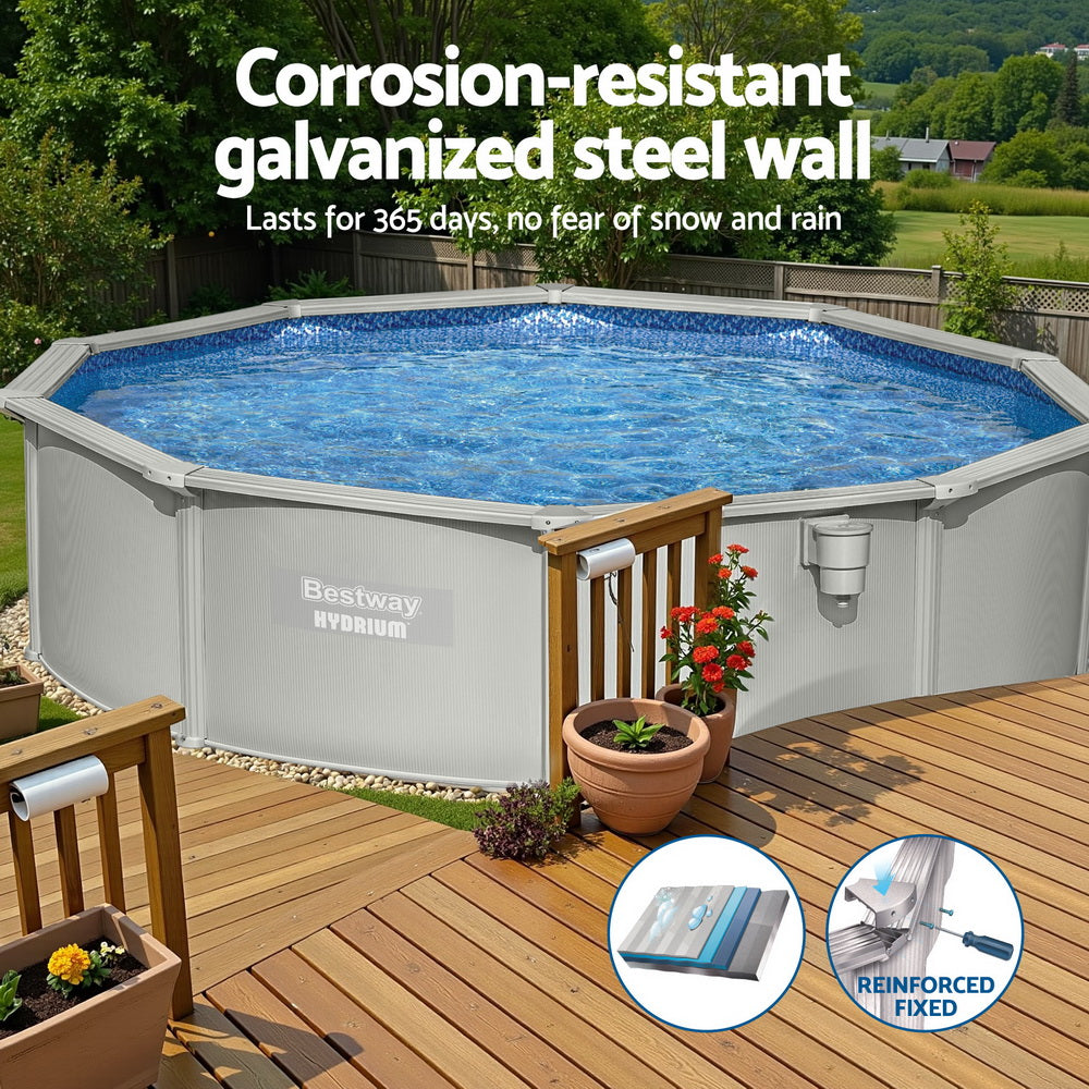 Hydrium 457cm Round Steel Frame Pool Set 17430L Grey
