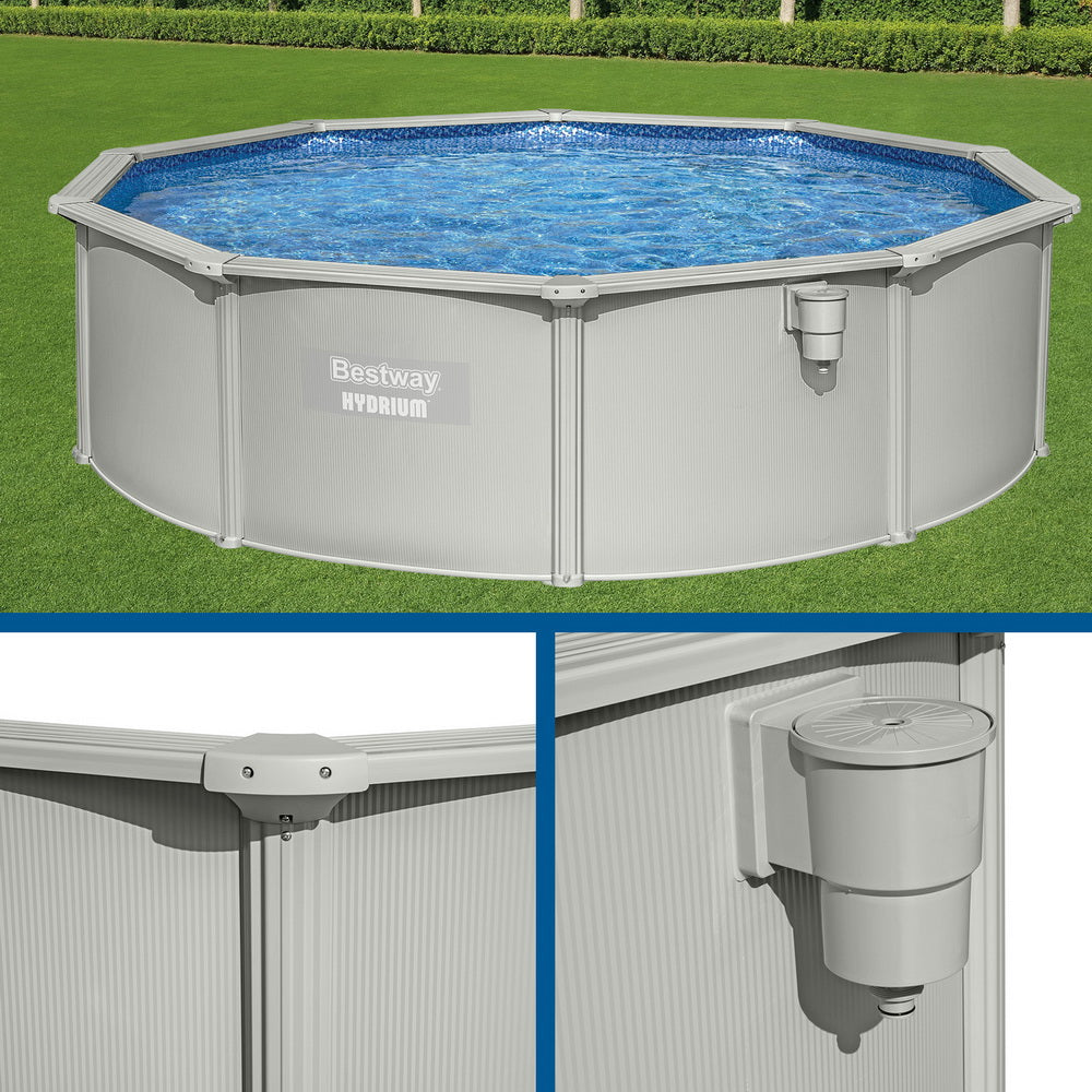 Hydrium 457cm Round Steel Frame Pool Set 17430L Grey