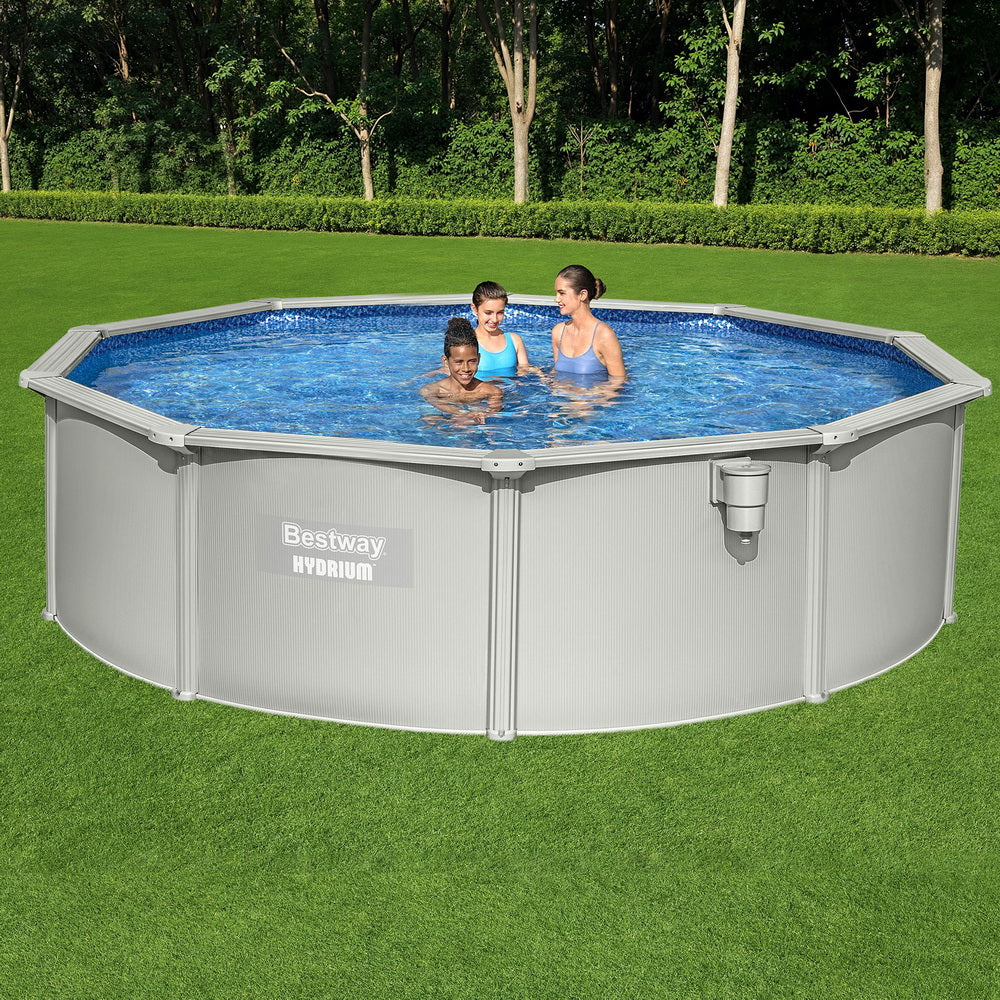 Hydrium 457cm Round Steel Frame Pool Set 17430L Grey