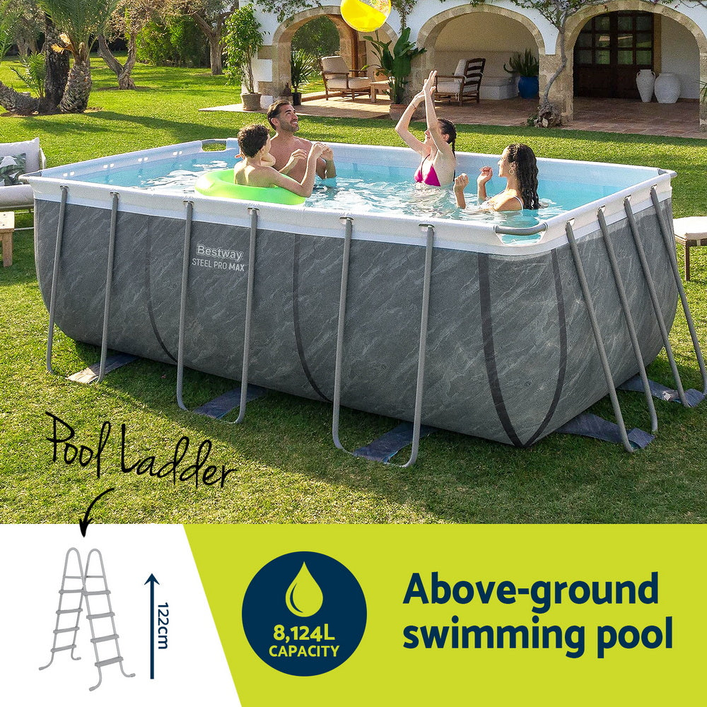 Power Steel 412x201x122cm Pool Set with Pump & Ladder Grey