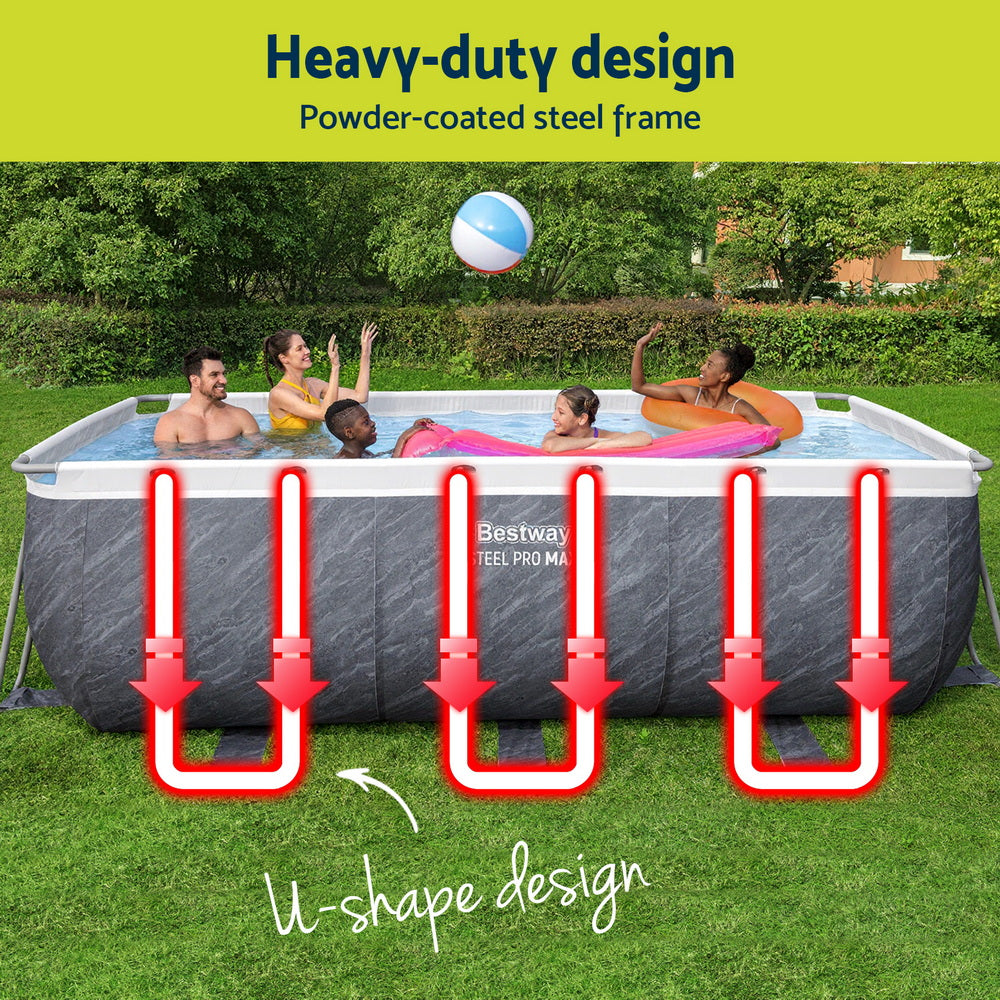 Power Steel 412x201x122cm Pool Set with Pump & Ladder Grey