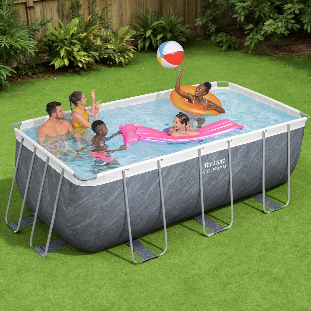 Power Steel 412x201x122cm Pool Set with Pump & Ladder Grey