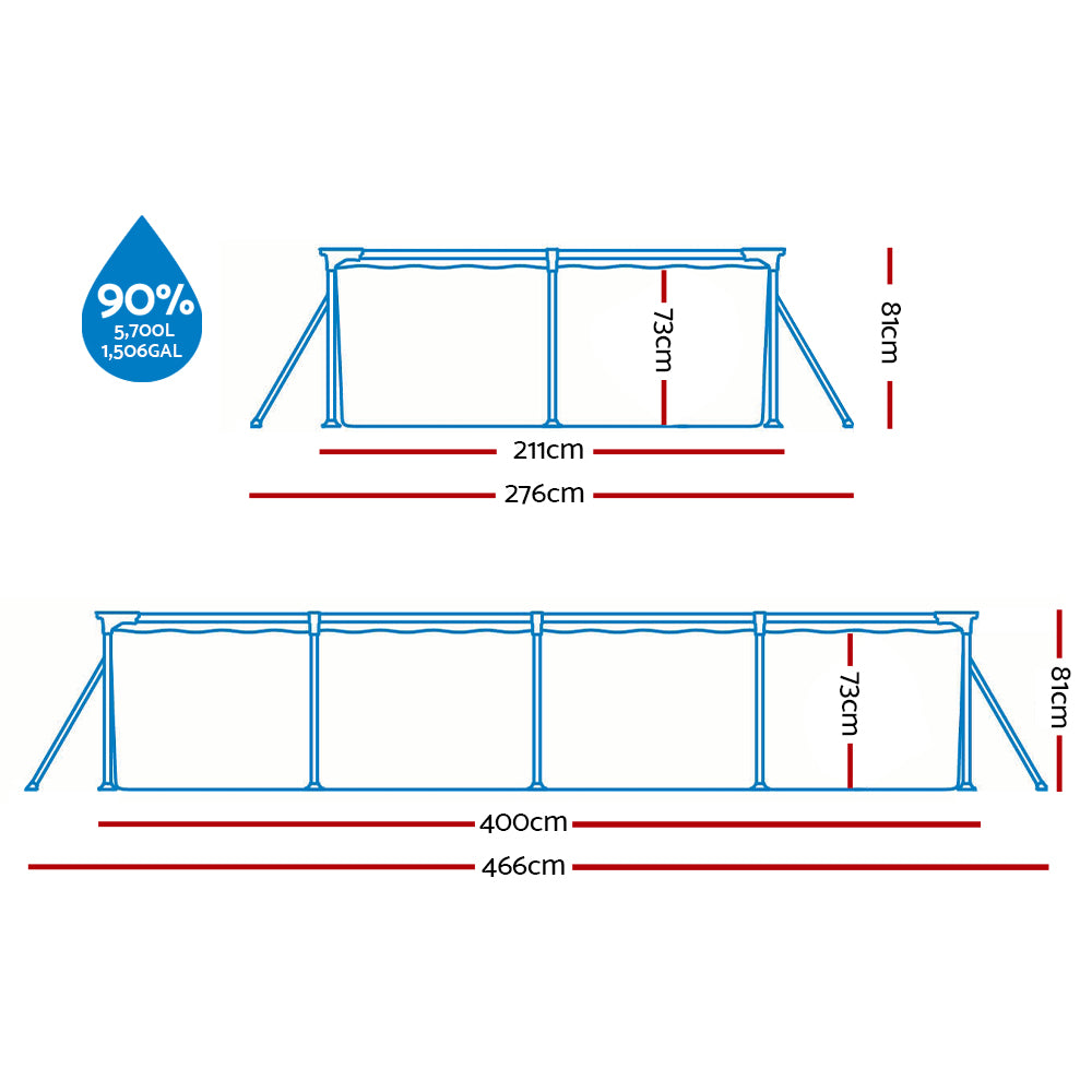 Bestway 4m Steel Frame Above Ground Pool with Filter Pump Blue