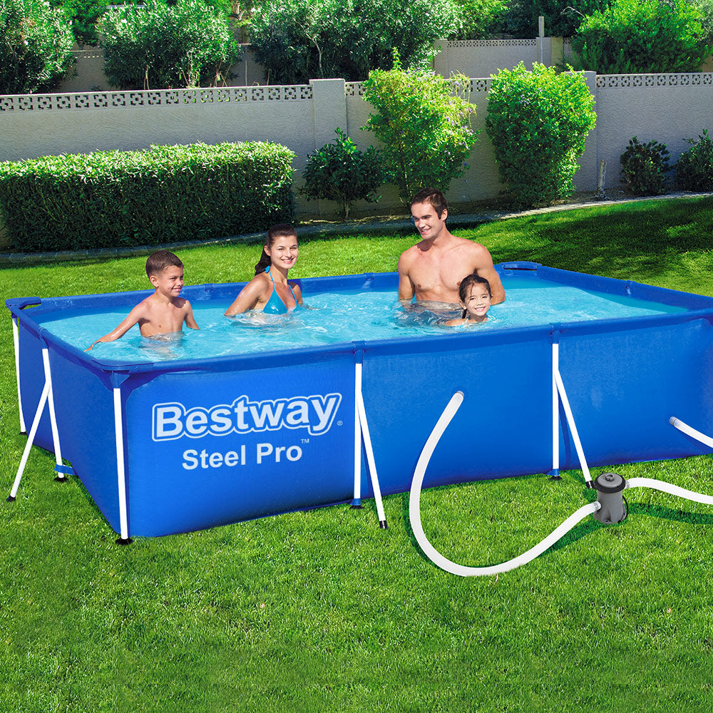 Bestway 4m Steel Frame Above Ground Pool with Filter Pump Blue