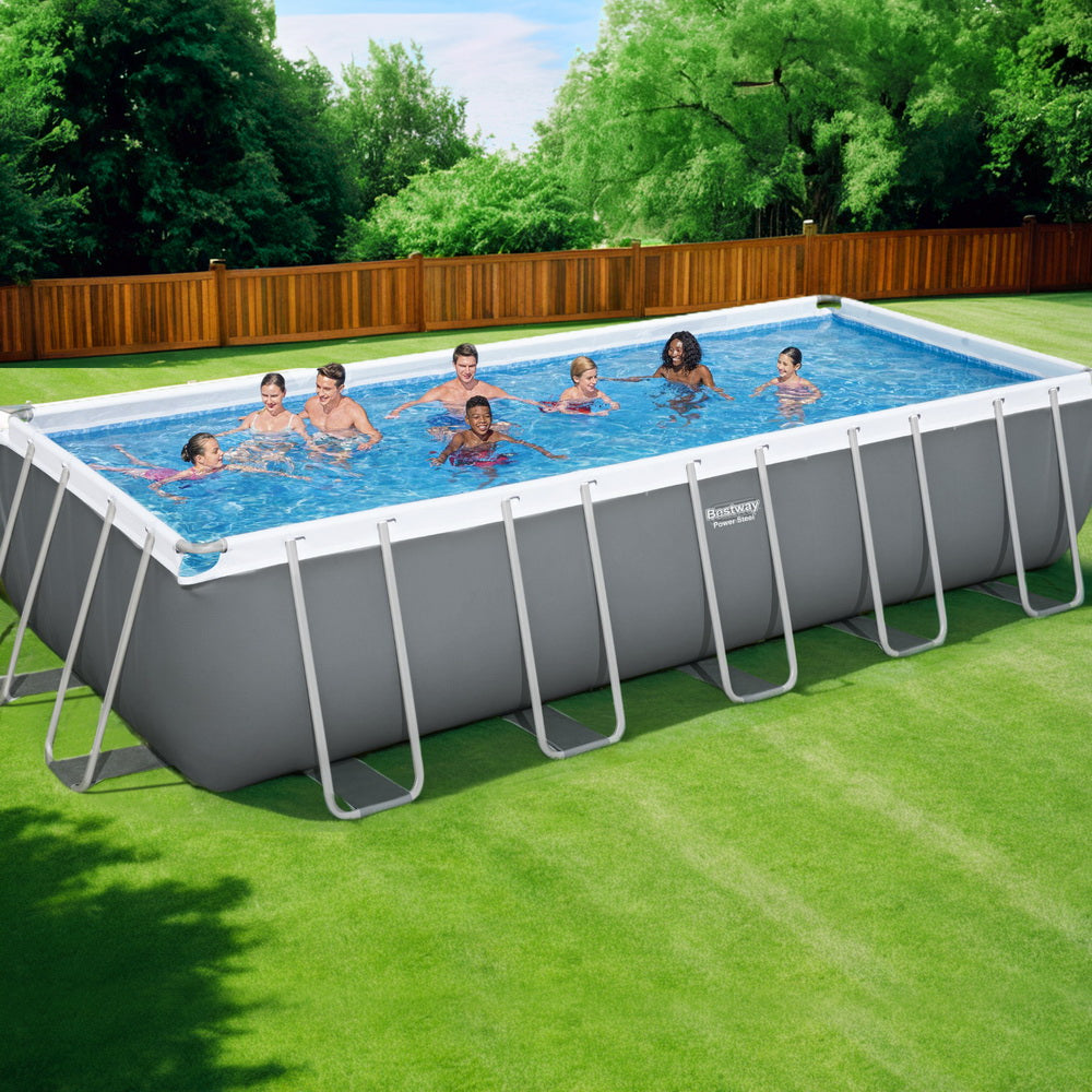 Rust-Resistant Steel Frame Pool with Filter Pump, Ladder, Cover - Bestway