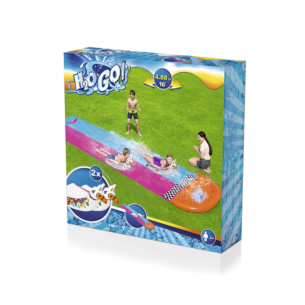 Bestway 488cm Dual Water Slide Splash Pad Kids Outdoor Play