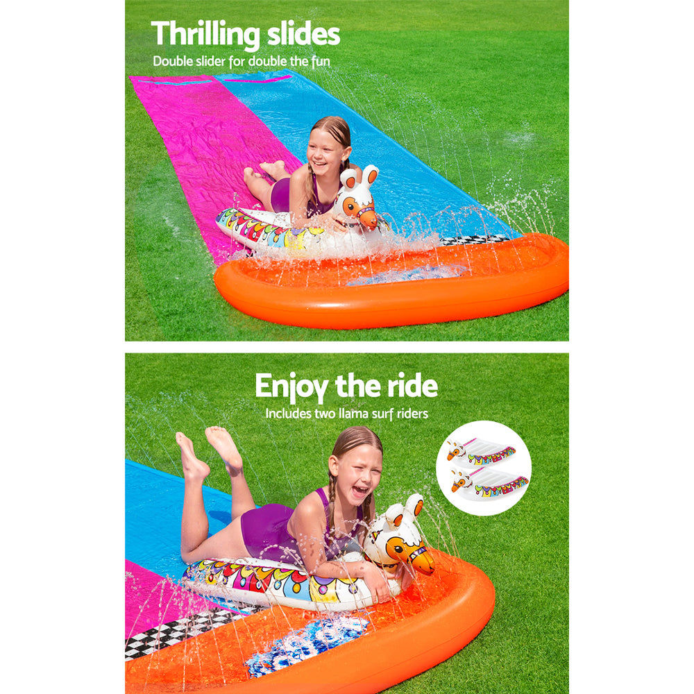 Bestway 488cm Dual Water Slide Splash Pad Kids Outdoor Play