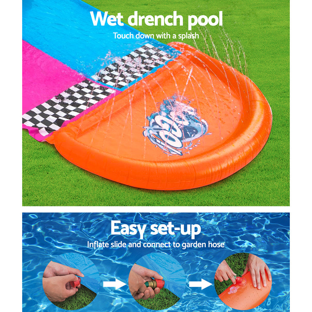 Bestway 488cm Dual Water Slide Splash Pad Kids Outdoor Play
