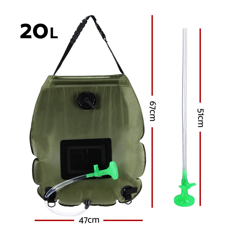 Weisshorn 20L Portable Camping Shower Bag Set Green Black
