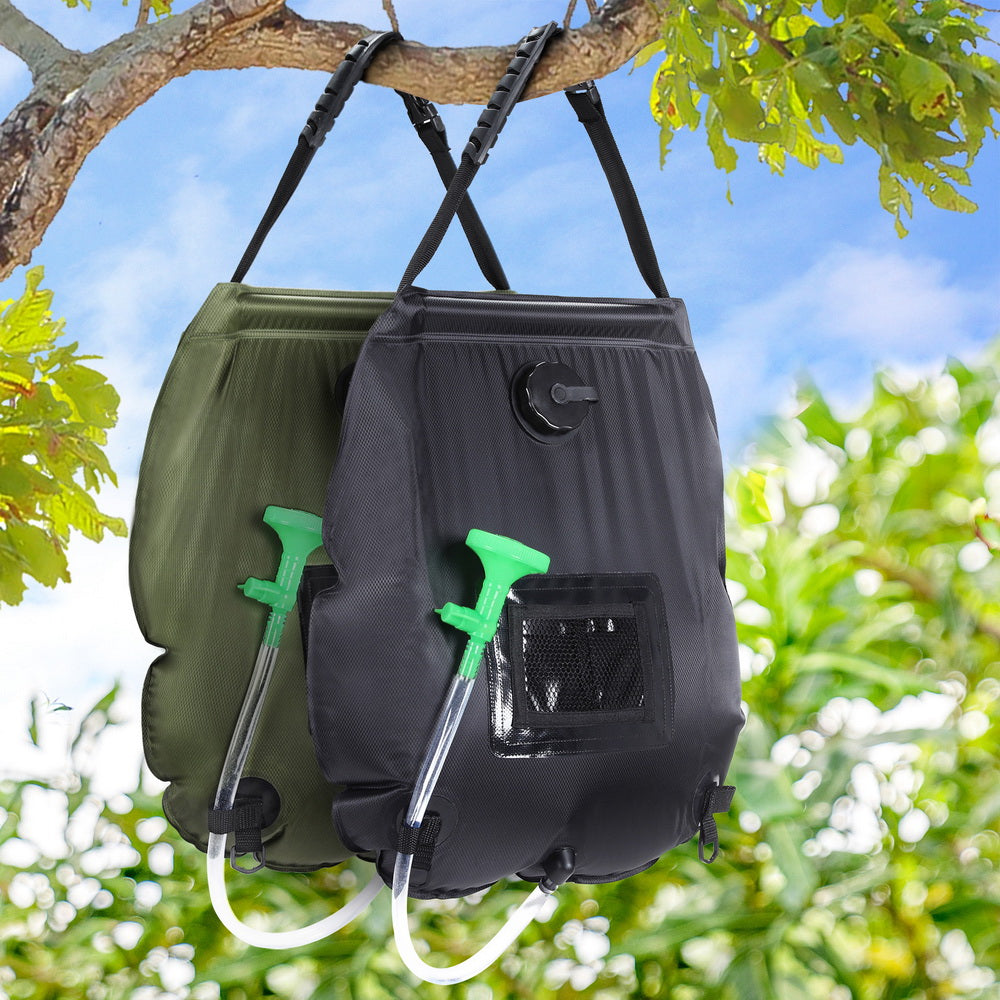 Weisshorn 20L Portable Camping Shower Bag Set Green Black