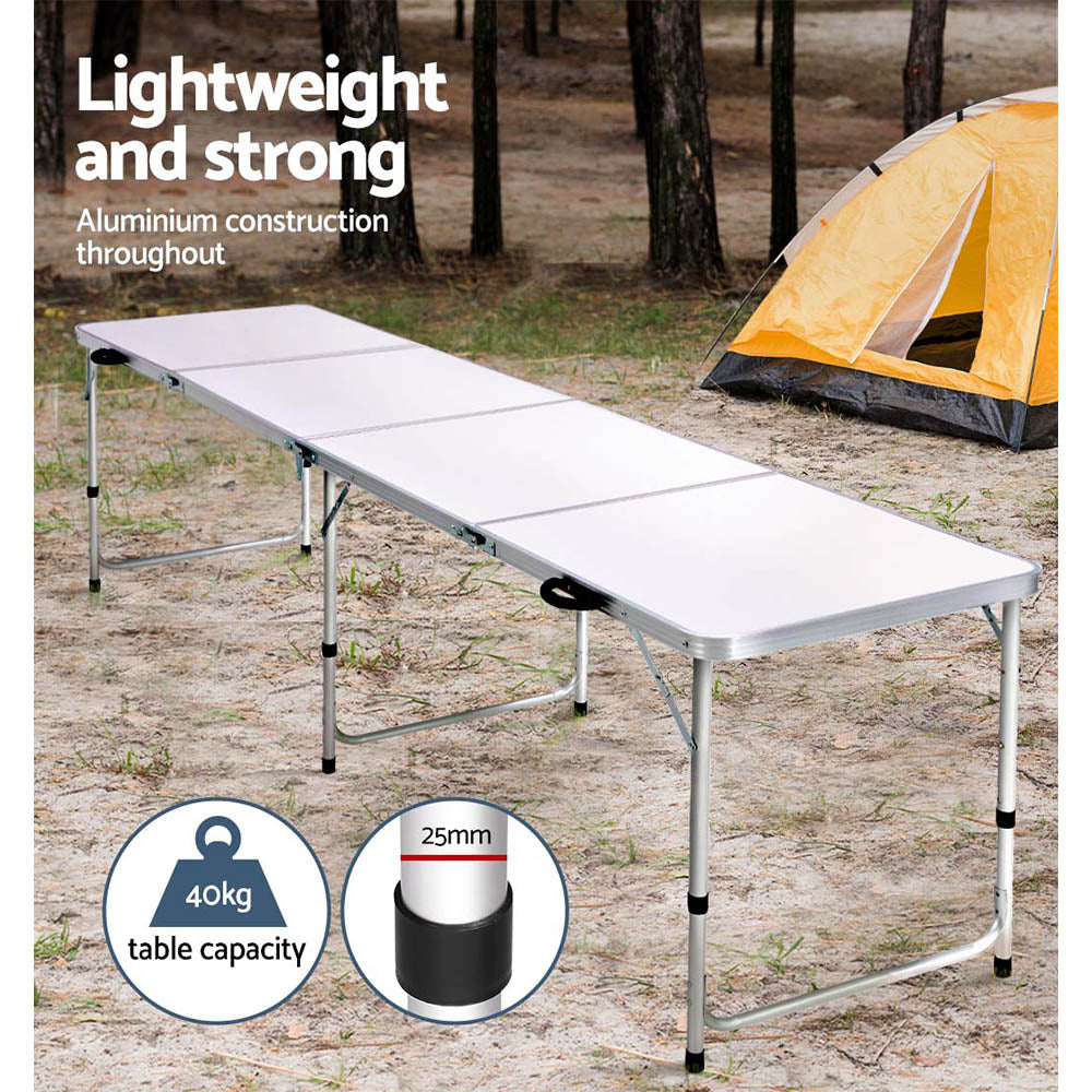 Weisshorn 240CM Folding Camping Table Aluminium Adjustable Heights