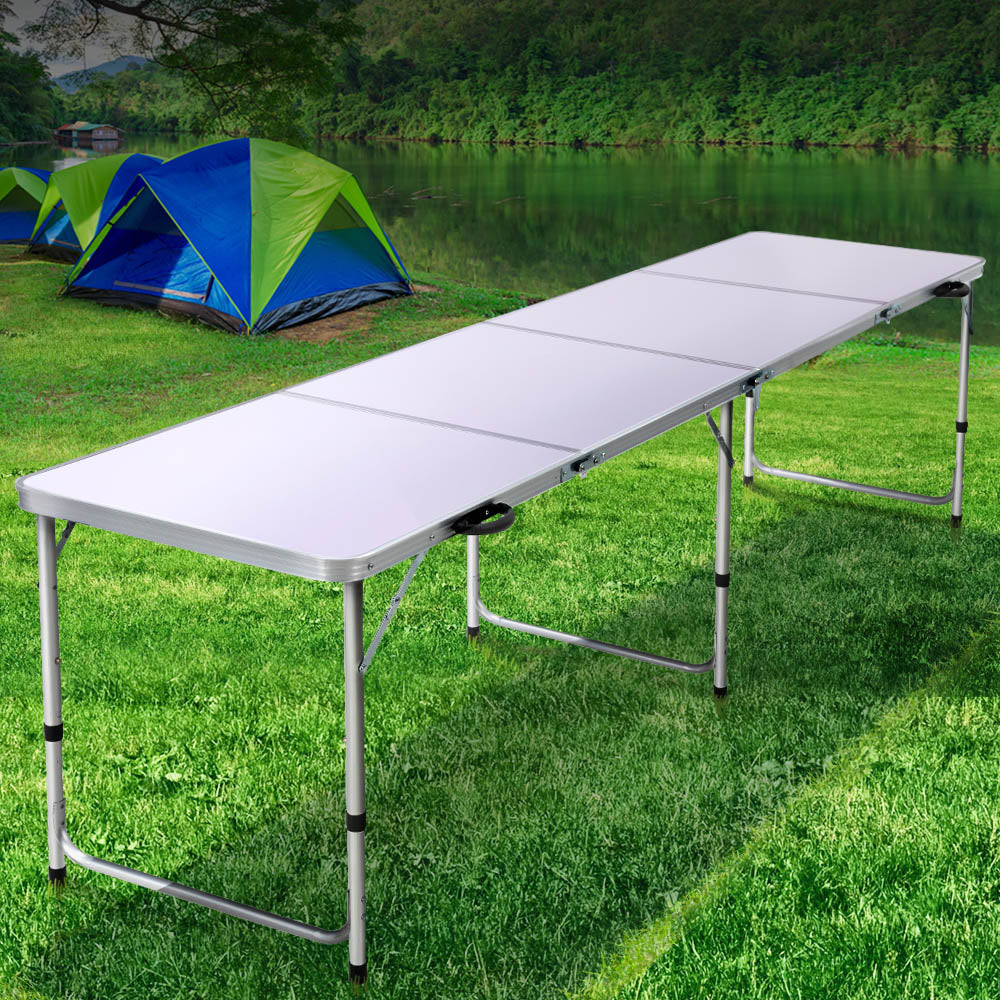 Weisshorn 240CM Folding Camping Table Aluminium Adjustable Heights