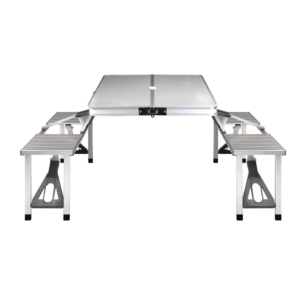 Weisshorn Outdoor Folding Camping Table Set 4-Seater Aluminium