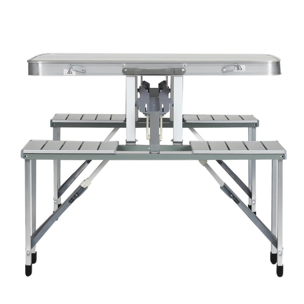Weisshorn Outdoor Folding Camping Table Set 4-Seater Aluminium