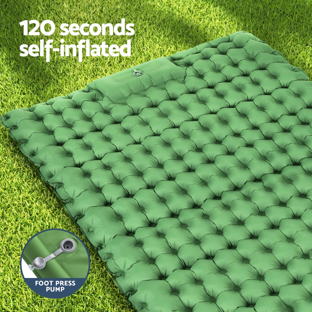 Weisshorn Double Self-Inflating Camping Mattress Green