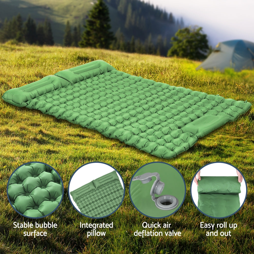 Weisshorn Double Self-Inflating Camping Mattress Green