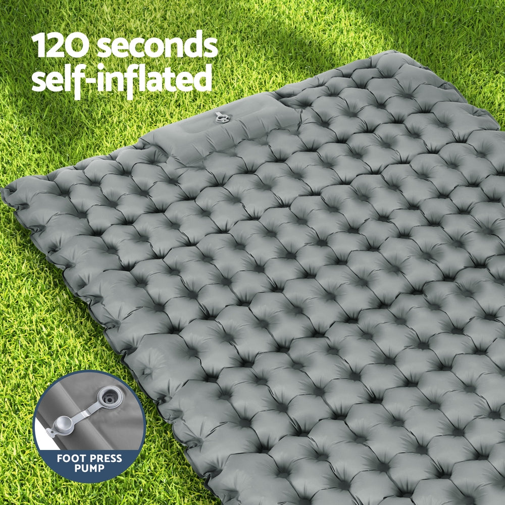 Weisshorn Double Camping Mattress Self-Inflating Mat with Pillow Green/Blue