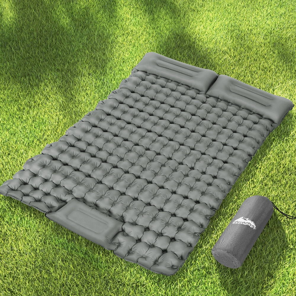Weisshorn Double Camping Mattress Self-Inflating Mat with Pillow Green/Blue