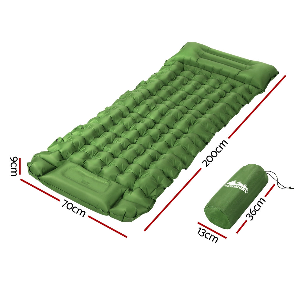 Weisshorn Single Camping Mattress Self-Inflating Green with Pillow